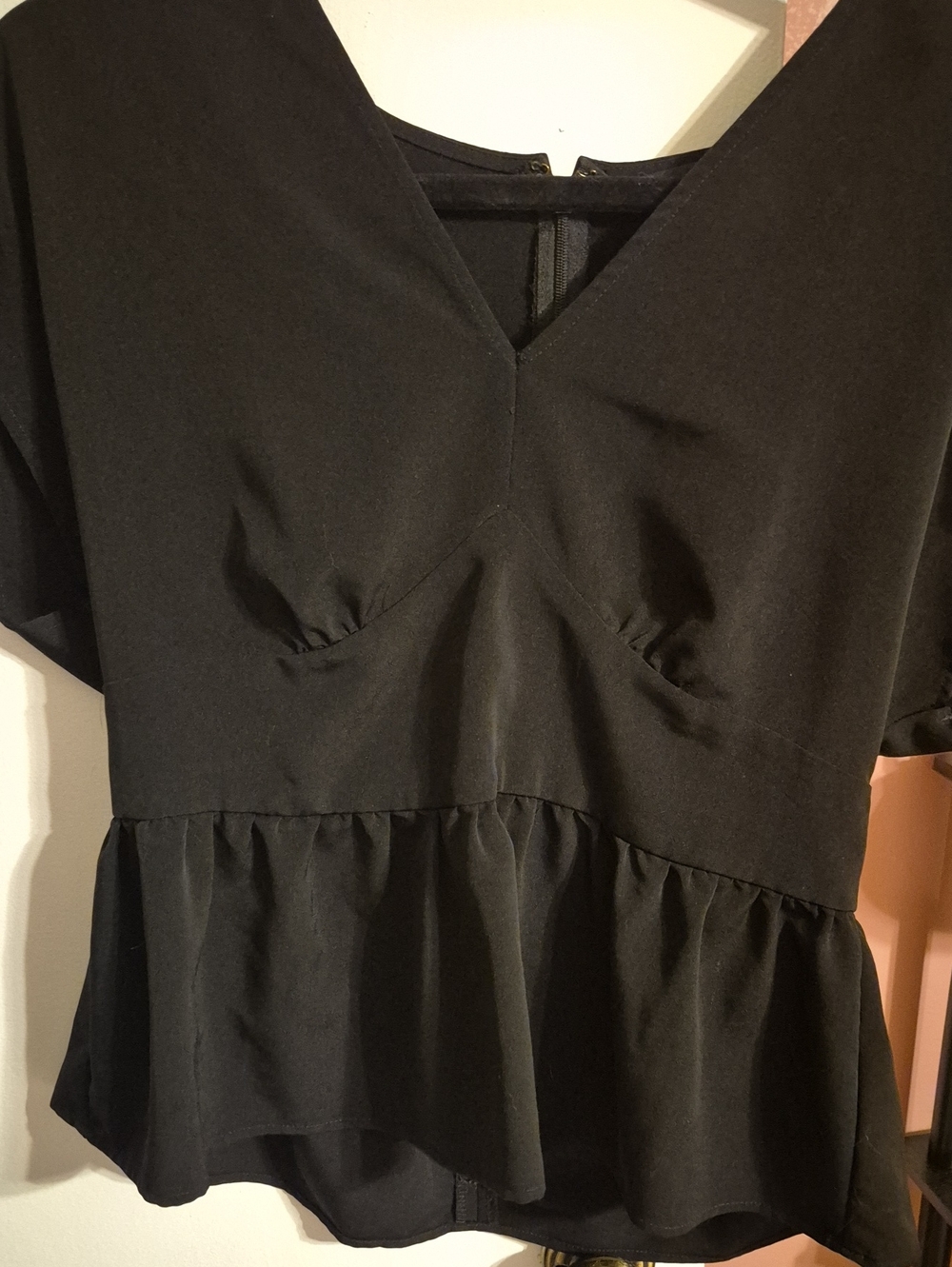 Express Black V-Neck Peplum Blouse